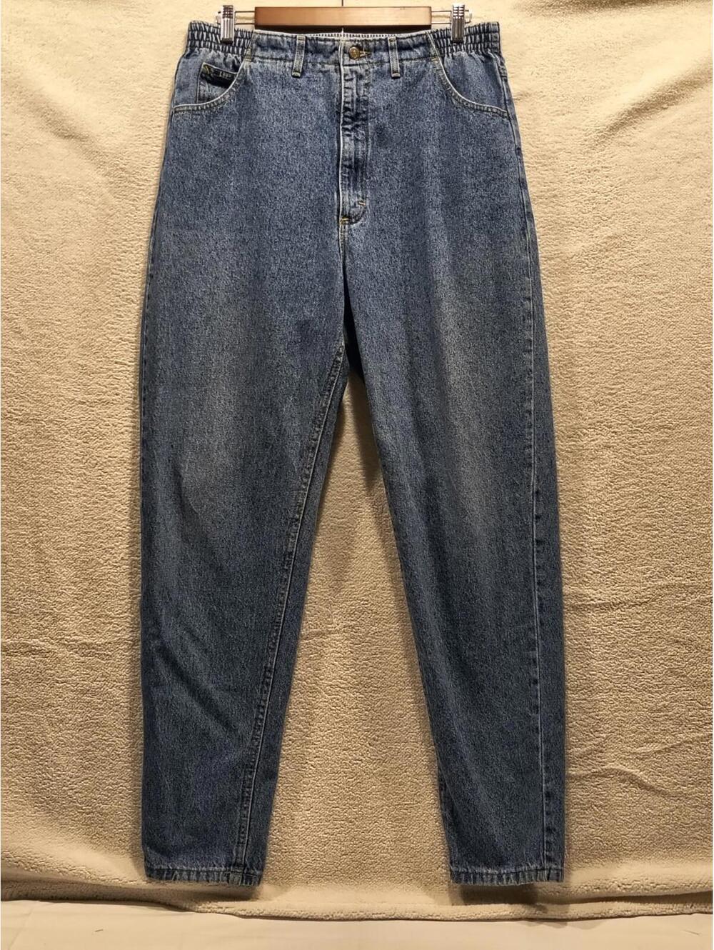 VTG. LEE Jeans 16 Long High Elastic Waist Taper Ankle Light Wash Cotton Denim